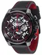 DETOMASO LIVELLO Herren-Armbanduhr Chronograph Analog Quarz schwarzes Lederarmband rotes Zifferblatt DT2060-B