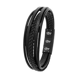 Herren Leder-Armband, Edelstahl IP schwarz