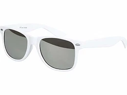 Sonnenbrille UV400 CAT 3 CE Rubber - mit Federscharnier für Damen & Herren (weiß - silber verspiegelt)