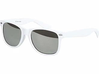 Balinco Sonnenbrille UV400 CAT 3 CE Rubber mit Federscharnier für Damen & Herren weiß/silber
