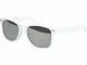 Balinco Sonnenbrille UV400 CAT 3 CE Rubber - mit Federscharnier für Damen & Herren (weiß - silber verspiegelt)