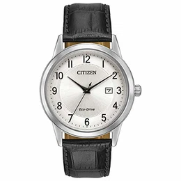 Herren Analog Quarz Uhr mit Leder Armband AW1231-07A