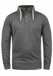 !Solid TripTroyer Herren Sweatshirt Pullover Troyer Pulli Mit Stehkragen Und Knopfverschluss Grey Melange