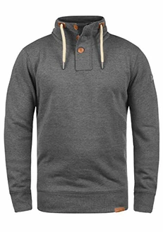 !Solid TripTroyer Herren Sweatshirt Pullover Troyer Pulli Mit Stehkragen Und Knopfverschluss Grey Melange