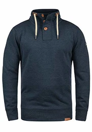 !Solid TripTroyer Herren Sweatshirt Pullover Troyer Pulli Mit Stehkragen Und Knopfverschluss, Größe:M, Farbe:Insignia Blue Melange (8991)