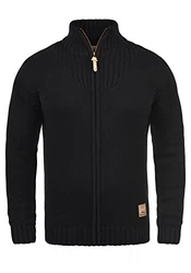 !Solid Poul Herren Strickjacke Cardigan mit Stehkragen Black