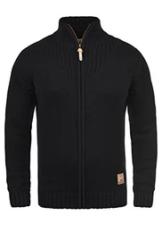 !Solid Poul Herren Strickjacke Cardigan Grobstrick Winter Pullover mit Stehkragen, Größe:XL, Farbe:Black (9000)
