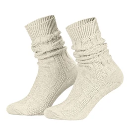 1 Paar Trachtensocken Herren - kurze Shoppersocke mit Zopfmuster Damen - Lederhosensocken Baumwolle beige meliert 45 46