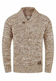 !Solid Phil Herren Winter Pullover Strickpullover Grobstrick Pullover mit Schalkragen In Melange-Optik, Größe:M, Farbe:Dune (5409)