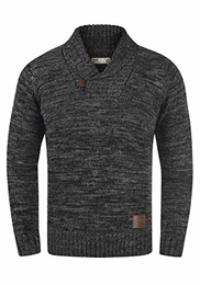 !Solid Phil Herren Winter Pullover Strickpullover Grobstrick Pullover mit Schalkragen In Melange-Optik, Größe:M, Farbe:Black (9000)