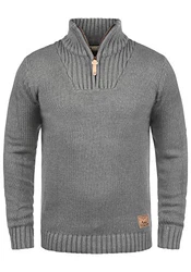 !Solid Herren Winter Pullover Troyer Petro Grau Melange (8236)
