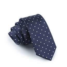 Elviros schmale Herren Satin Krawatte mit feinen Punkten für Business und Alltag 6cm