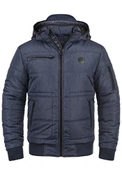 Blend Boris Herren Winterjacke Steppjacke mit Kapuze und Stehkragen (74655) Navy