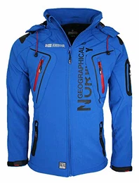 Techno Softshelljacke Herren Kapuze abnehmbar, Blau, M