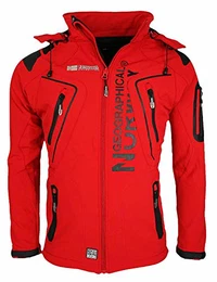 Techno Softshelljacke Herren Kapuze abnehmbar, Rot, M