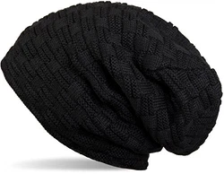 styleBREAKER Feinstrick Beanie Mütze Unisex (04024058) Schwarz (04024058)