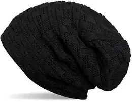 warme Feinstrick Beanie Mütze mit Flecht Muster und sehr weichem Fleece Innenfutter, Unisex 04024058, Farbe:Schwarz