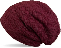 styleBREAKER Feinstrick Beanie Mütze Unisex (04024058) Bordeaux-Violett (04024058)