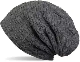 warme Feinstrick Beanie Mütze mit Flecht Muster und sehr weichem Fleece Innenfutter, Unisex 04024058, Farbe:Dunkelgrau