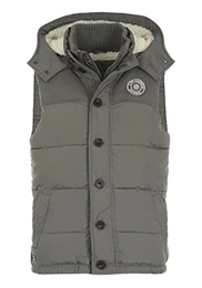 703646ME Herren Weste Steppweste Outdoor Weste Mit Kapuze Teddy-Futter Und Stehkragen, Größe:M, Farbe:Castlerock Grey (75003)