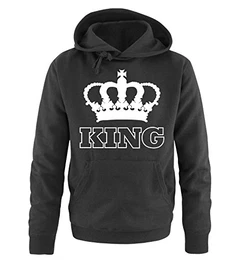 Comedy Shirts - King - Krone II - Herren Hoodie - Schwarz / Weiss Gr. M
