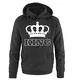 Comedy Shirts - King - Krone II - Herren Hoodie - Schwarz / Weiss Gr. M