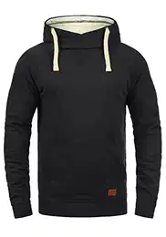 Blend BHSales Herren Kapuzenpullover Hoodie Pullover mit Kapuze Kordelzug Kängurutasche Rippbündchen Label-Details Baumwollmischung Regular fit, Größe:M, Farbe:Black (70155)