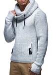 Leif Nelson Herren Pullover mit Schalkragen Slim Fit LN5060 Grau
