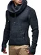 Leif Nelson Herren Strick-Pullover Strick-Pulli mit Schalkragen Moderner Woll-Pullover Langarm-Sweatshirt Slim Fit LN5060 Anthrazit Medium