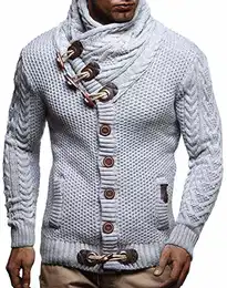 Herren Strickjacke Schalkragen Slim Fit Winter-Freizeit-Jacke Sommer Moderne Männer Pulli Grobstrick Sweatjacke Langarm Herren schwarzer Hoodie-Pullover, Grau, M