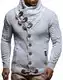 Leif Nelson Herren Strickjacke Schalkragen Slim Fit Winter-Freizeit-Jacke Sommer Moderne Männer Pulli Grobstrick Sweatjacke Langarm Herren schwarzer Hoodie-Pullover, Grau, M