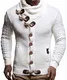 Leif Nelson Herren Strickjacke Schalkragen Slim Fit Winter-Freizeit-Jacke Sommer Moderne Männer Pulli Grobstrick Sweatjacke Langarm Herren schwarzer Hoodie-Pullover, Weiss/Beige, M