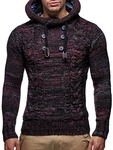 Leif Nelson Herren Strick-Pullover mit Kapuze Slim Fit LN20227 Rot (LN20227)
