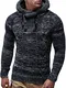 Leif Nelson Herren Strick-Pullover Strick-Pulli mit Kapuze Moderner Winter Woll-Pullover Langarm-Sweatshirt Slim Fit LN20227 Schwarz Medium