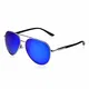LUENX Herren Sonnenbrille Polarisiert mit Etui - UV 400 Schutz Spiegel Dunkelblau Linse Silber Rahmen 60mm