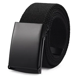 Unisex Gürtel Canvas Gürtel mit Automatischer Gürtelschnallen, Schwarz1, Einheitsgröße