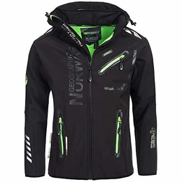 Herren Softshell Outdoor Jacke Rainman Turbo-Dry Kapuze (M, Schwarz)