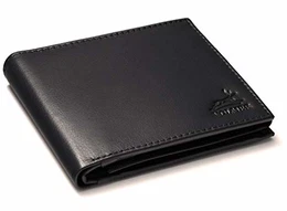 ® Schwarze Herren Ledergeldbörse aus echtem Leder Querformat #VO11 (Schwarz)