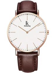 Alienwork Herren Damen Armbanduhr Quarz Ultra-flach Slim-Uhr Marineblau/Blau