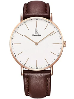 Alienwork Herren Damen Armbanduhr Quarz Ultra-flach Slim-Uhr