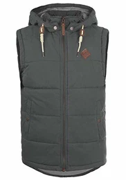 !Solid Dry Herren Weste Steppweste Outdoor Weste Mit Kapuze Und Stehkragen, Größe:3XL, Farbe:Dark Grey (2890)