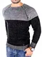 Reslad Strickpullover Herren Two Tone Rundhals Pullover Grobstrick RS-16081 Schwarz S