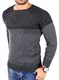 Reslad Strickpullover Herren Two Tone Rundhals Pullover Grobstrick RS-16081 Anthrazit M