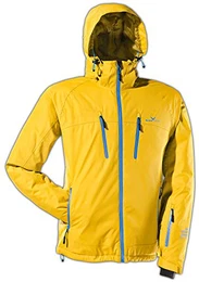Herren Skijacke I Herren-Skijacke in verschiedenen Farben & Größen I wind- & wasserdichte Herren-Funktionsjacke I wasserdichte Reißverschlusstaschen I Ski-Jacke mit Kapuze (gelb/blau, 54)