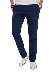 A. Salvarini Herren Designer Chino Stoff Hose Chinohose Regular Fit AS016 AS-016-Dunkelblau-W32-L32