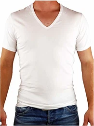 Herren 2er-Pack T-Shirts 2 PK S/S V Neck mit V-Ausschnitt, Weiß (White), M