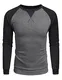 COOFANDY Herren T-Shirt aus Baumwollraglan mit Langarm,schmal geschnitten Mittel Dunkelgrau