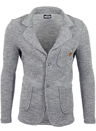 Herren-Sakko Sportlich Jakett Anzug Jacke Slim Fit Freizeit Blazer-Herren RS-1421 Grau M