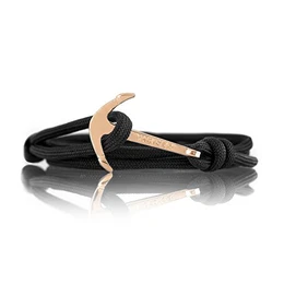 Gold- Line Anker-Armband Nylon in Schwarz mit Goldenem Anker