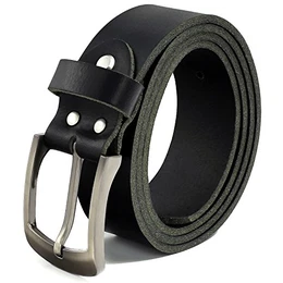 ® Gürtel Herren Ledergürtel aus Büffelleder für Männer Jeans Anzug Echtleder Schwarz 38mm breit kürzbar #10125 (Bundweite 100cm)